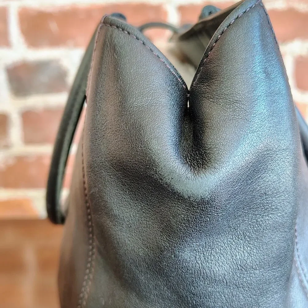 Chanel Vintage 1997 Dark Brown CC Turnlock Leather Tote Serial 5782846